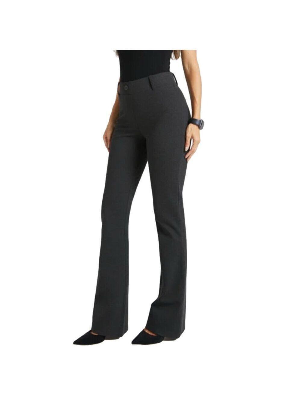 Betabrand Classic DPYP Bootcut Dress Pant Yoga Pant in Charcoal Size Small